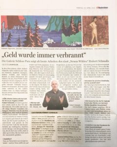 News Artikel in den Oberösterreichischen Nachrichten zu dem neuen Wilden Hubert Schmalix und Ina Fasching in der Galerie Schloss Parz