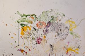 Ina Fasching, Duft der Vergänglichkeit, Mixed Media auf Papier, 2021, 120 x 80 cm