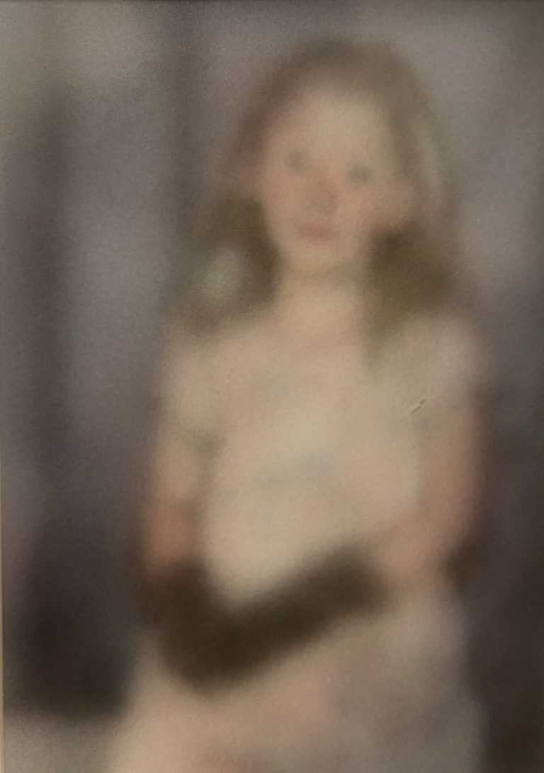 Little girl wearing black gloves