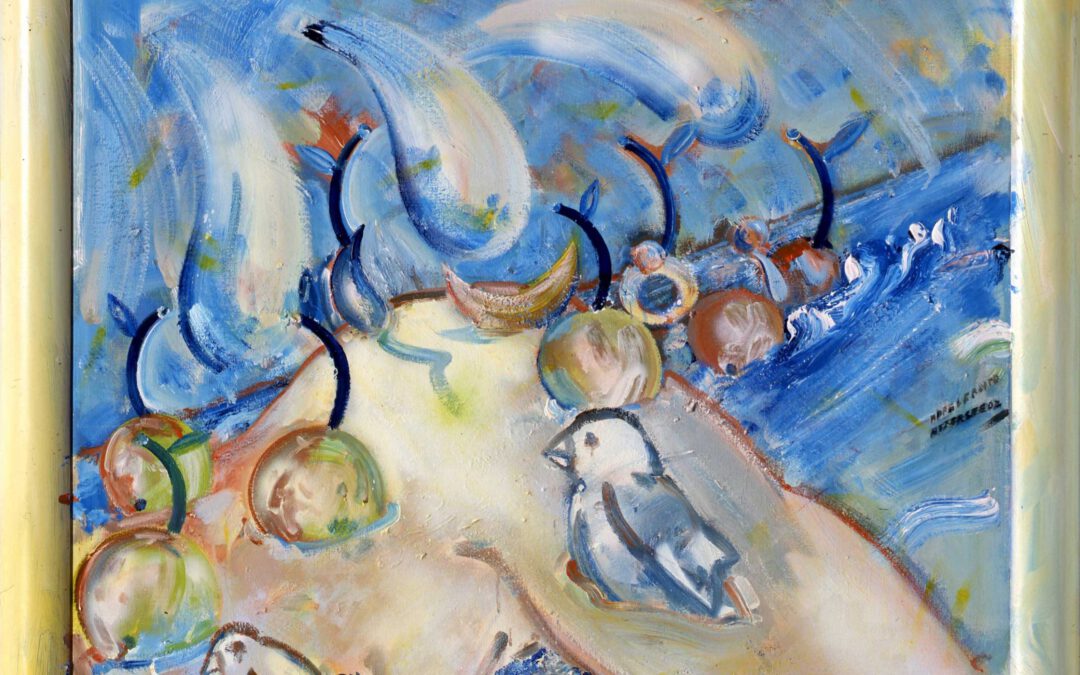 Acryl_LW, 105 x 105 cm, Apfelernte-2002