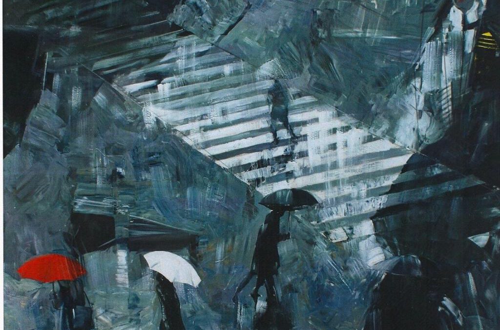 Atraversando Le Strisce 2019, Öl auf Leinwand, 140 x 140 cm