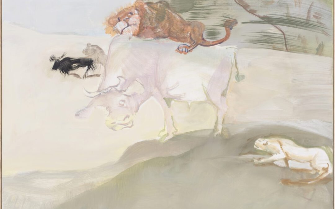 Helle Kuh, 2016 | Leimfarbe auf Leinwand, 140 x 135 cm