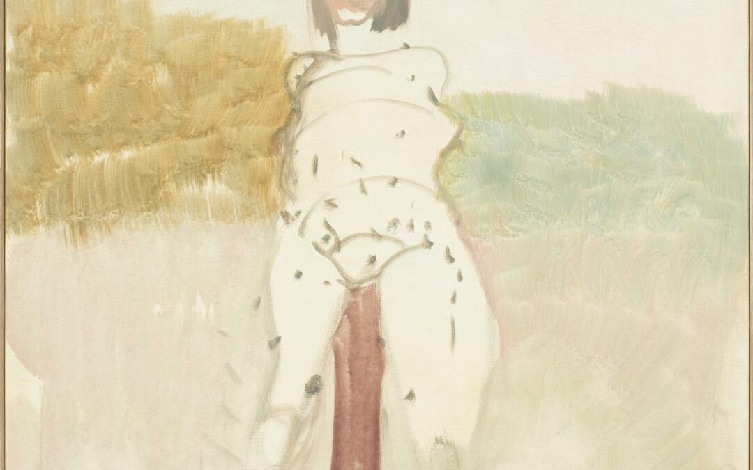 Akt, Pfahl, 2017 | Leimfarbe auf Leinwand, 120 x 95 cm