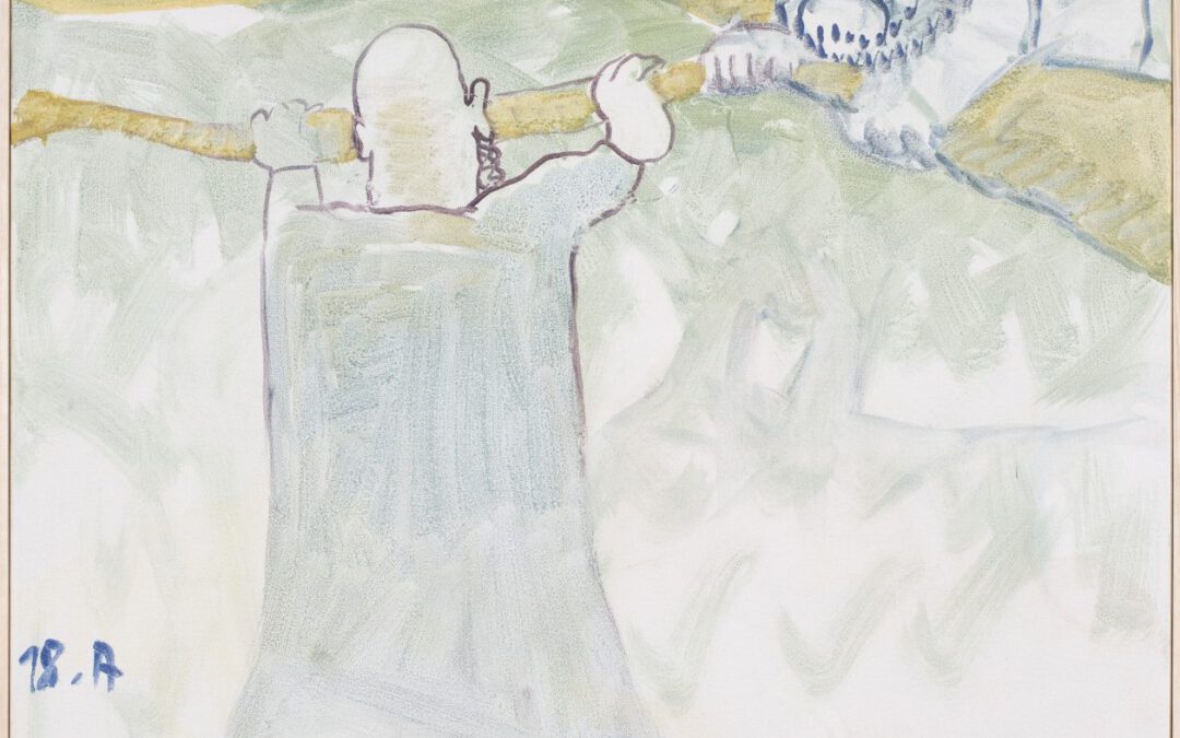 Löwe blue| Leimfarbe auf Leinwand, 100 x 80 cm