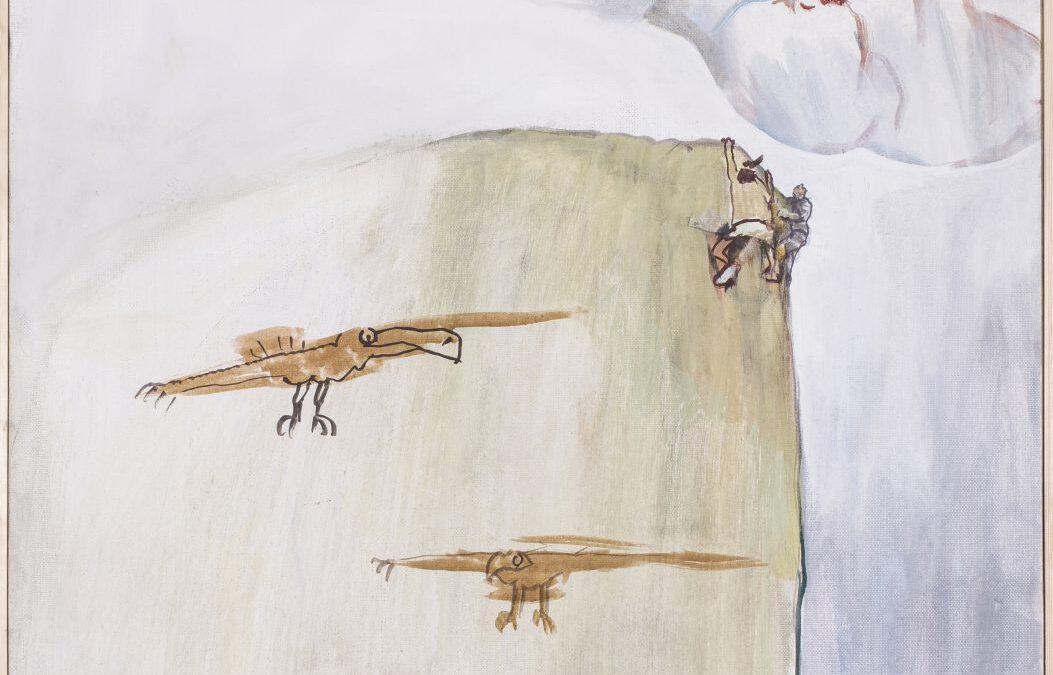 Adler quer, 2017 | Leimfarbe auf Leinwand, 120 x 95 cm