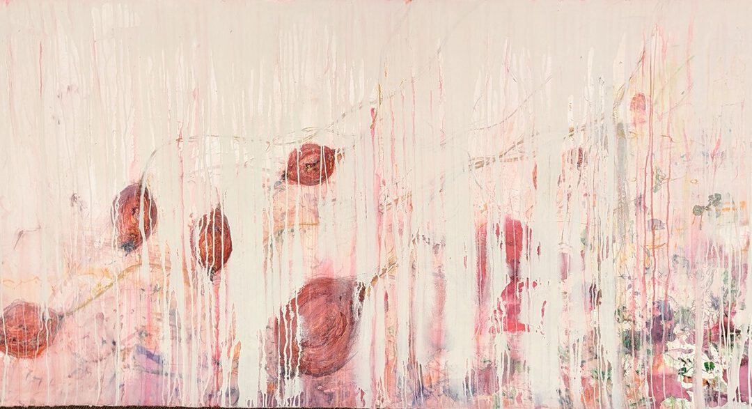 Ina Fasching, Hätschepätsch, Mischtechnik auf Papier, 2021, 115 x 300 cm
