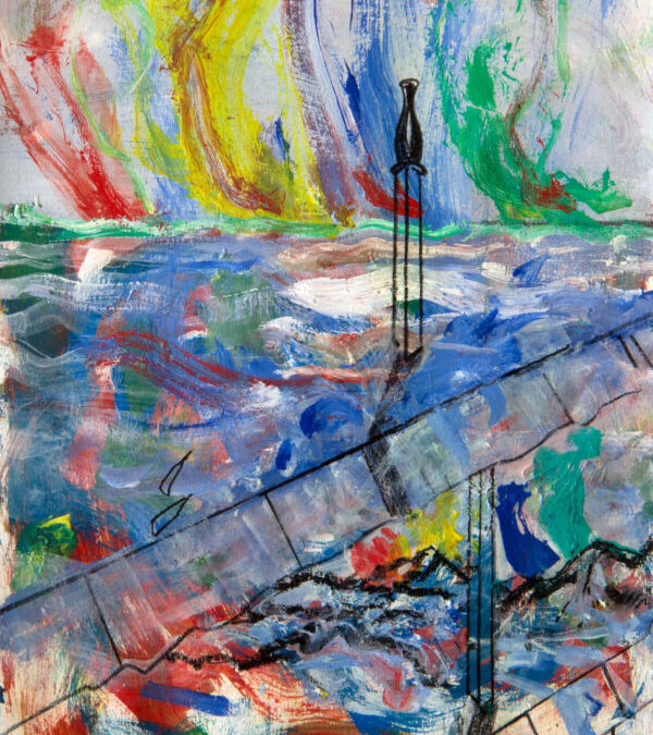 Himmel und Erde 2020, Mischtechnik auf Karton, 31,5 x 22 cm