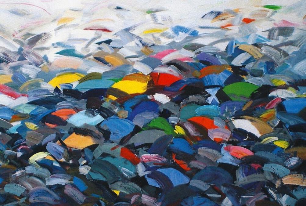 Mare di Ombrelli, 2019, Öl, Acryl auf Leinwnad 140 x 140cm