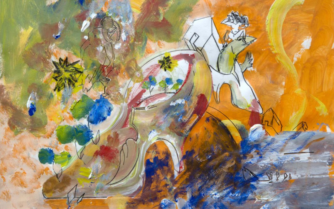NAH UND FERN DER GLEICHE STERN 2019 Acryl, Farbkreide und Kohle auf Karton, 44 x 63 cm